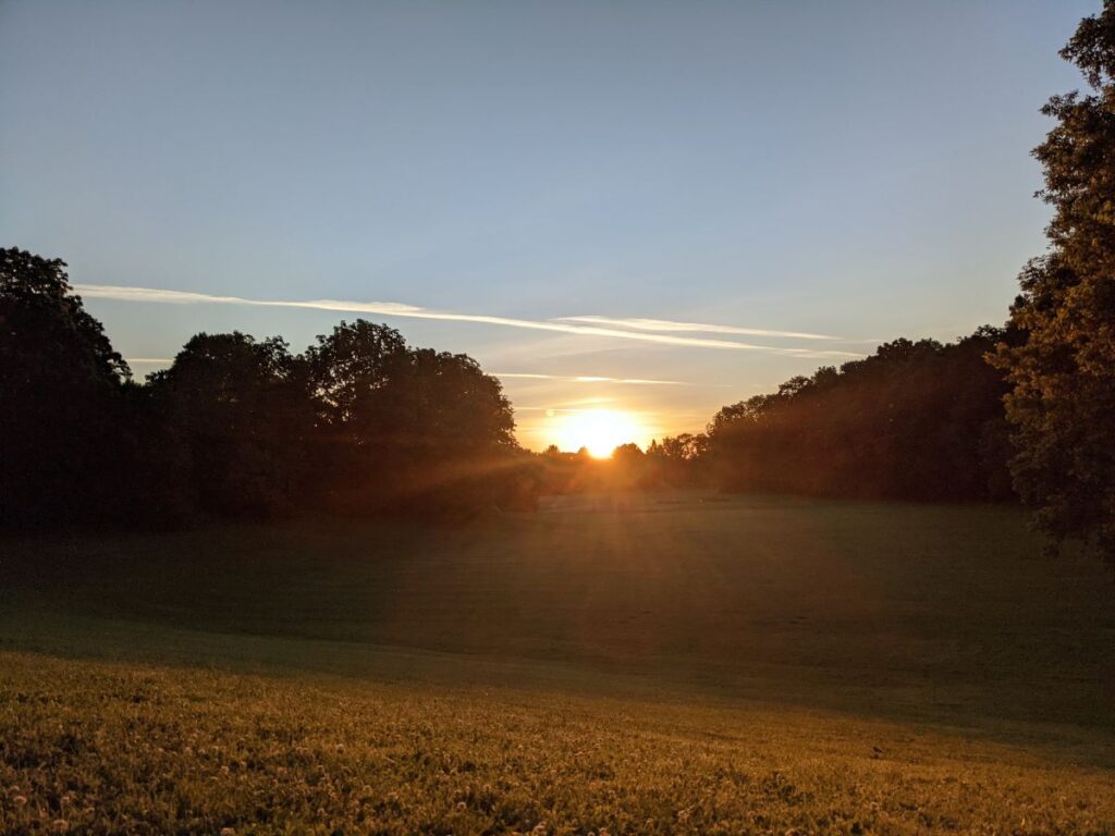 Warm summer sunrise over the soccer field at Slauson Middle School where my son used to go.